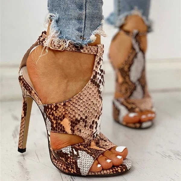 2021 Women Pumps Snake Wedding Shoes Sandals Summer Low Heel Shoes PU Gladiator Luxury Shoes Women Designers Zapatos De Mujer