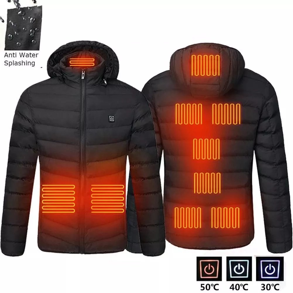 9 Areas Heated Jacket USB Winter Outdoor Heating Jackets Warm Sprots Thermal Coat Clothing Heatable Cotton jacket