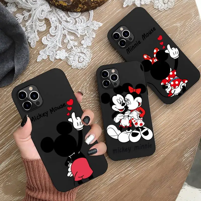 Mickey Minnie Mouse Disney Phone Case For Apple iPhone 14 13 12 11 Pro Max mini XS XR X 8 7 6S 6 Plus Black Silicone Soft Cover