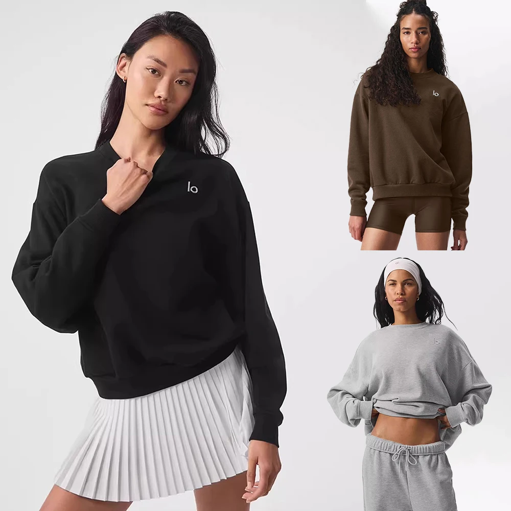 Women Loose Casual Pullover Spring O Neck Hoodies Long Sleeves Top Solid Classic Fashion Women's Sweatshirts Sports Yoga Top