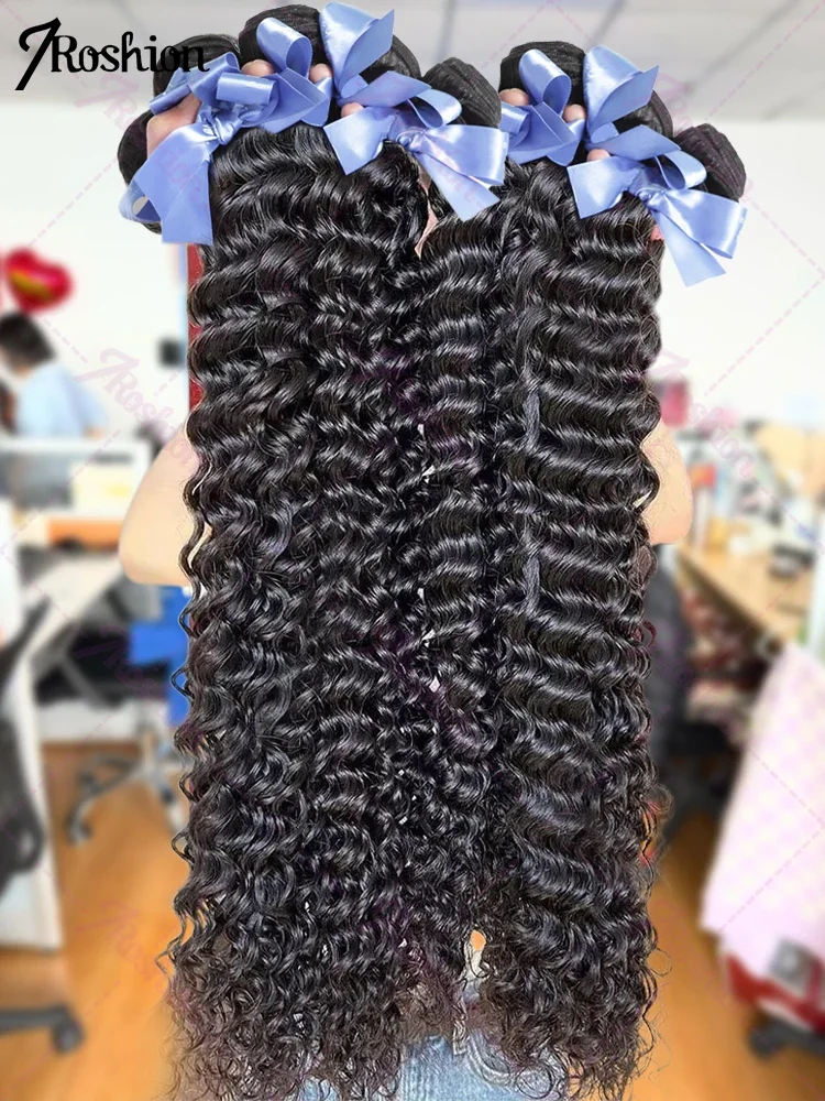 30 40 Inch Curly Human Hair Bundles Deep Wave 100% Raw Hair 2 3 4 Bundles Unprocessed Double Weft Virgin Hair Extensions Weave