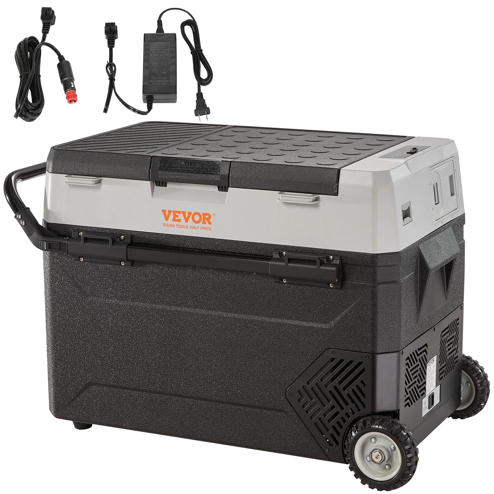 VEVOR 35L/45L/55L Portable Foldable Handle Car Refrigerator with Wheel Compressor Freezer for Camping Picnics Car Home Traval