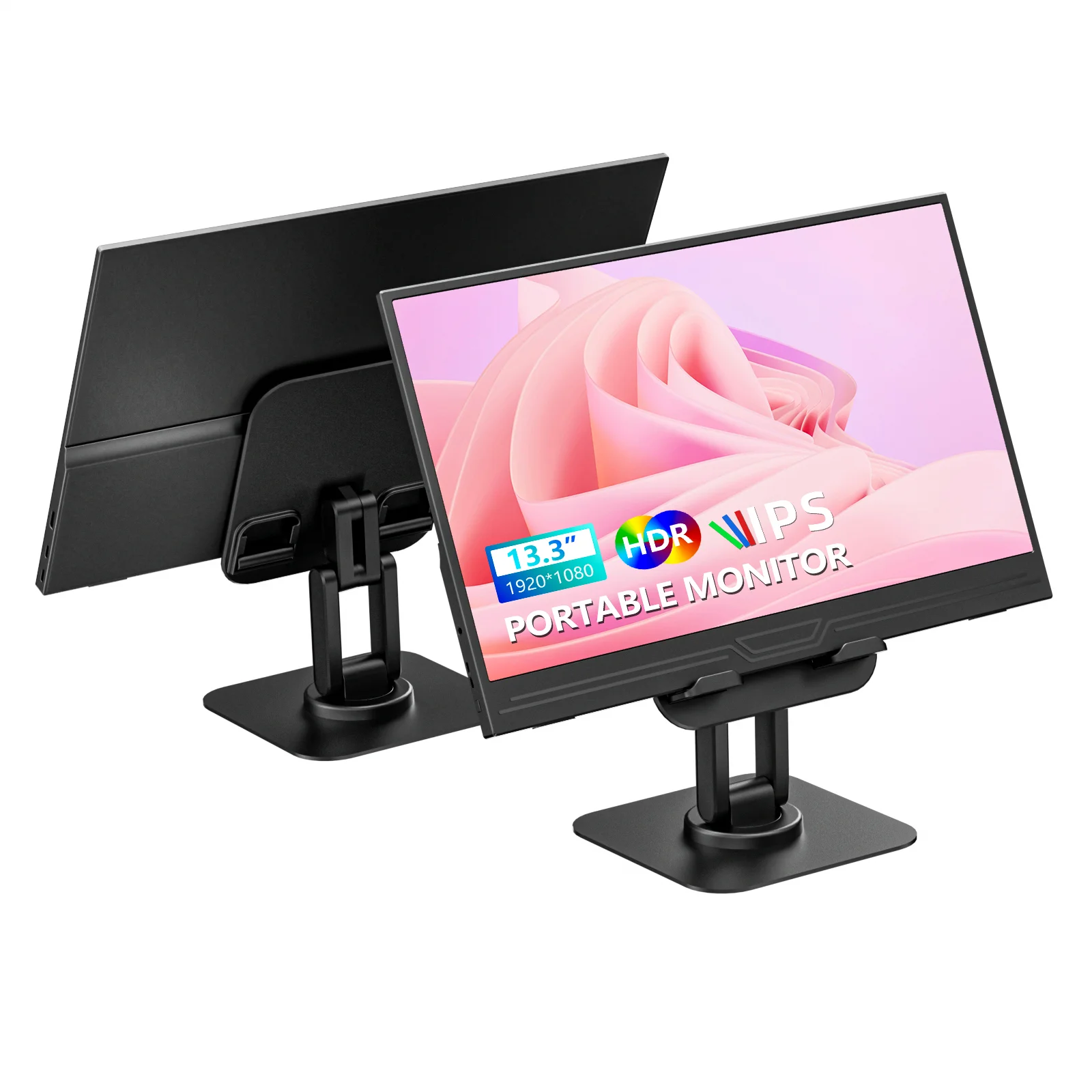 VEOUT 13.3 inch Portable Monitor 16:9 1920×1200 IPS Screen, USB-C/HDMI,0.3" Ultra-Thin Foldable Stand Ideal for Gaming & Work