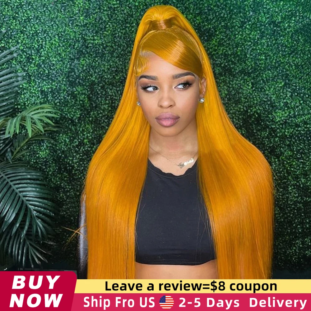 30 36 Inch Ginger Yellow Wig Lace Front Wig Human Hair Colored Straight 13x6 Hd Lace Frontal Wig Brazilian Virgin Hair For Women