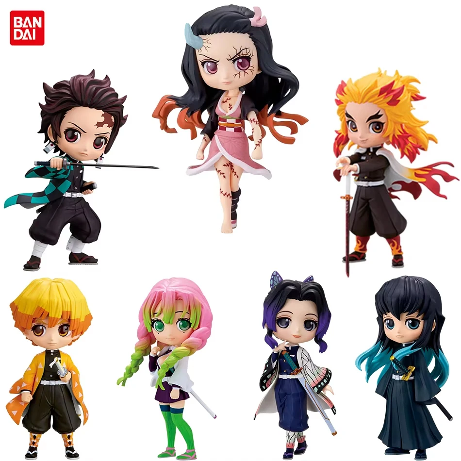 Anime 15cm Demon Slayer Figure Nezuko Tanjirou Zenitsu Inosuke Kyoujurou Giyuu Kawaii Qposket PVC Model Toys children Gift