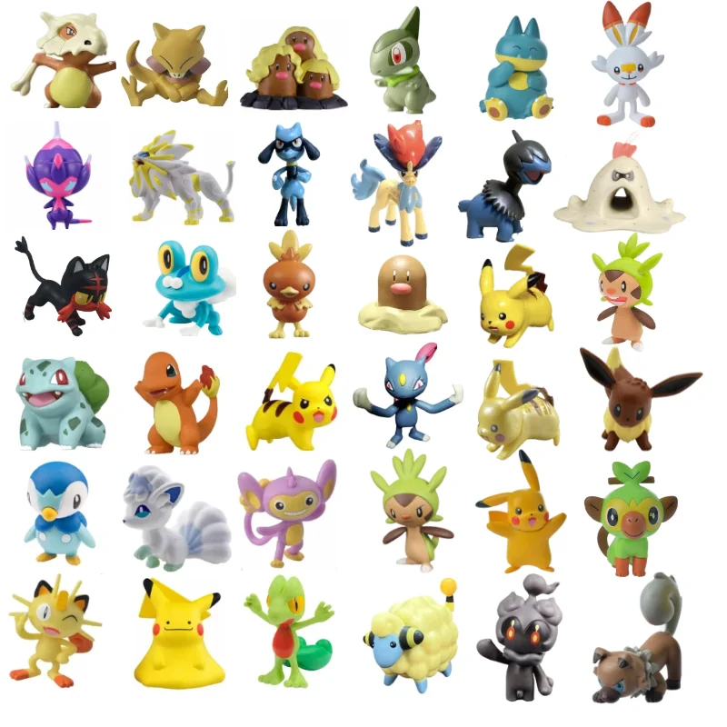 TOMY WCT Super Cute Pokemon Figures Kawaii Pikachu Piplup Vulpix Meowth Cubone Marshadow Axew Keldeo Mini 4cm Children toys