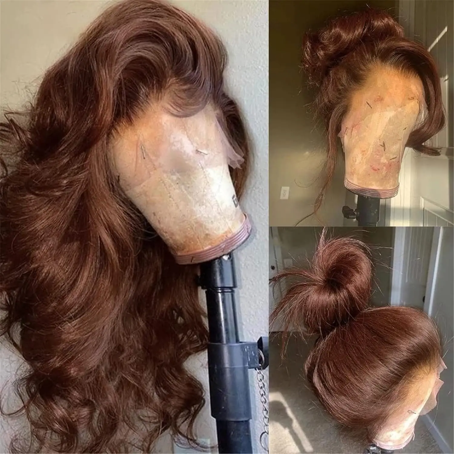 Body Wave Chocolate Brown Lace Front Wigs Human Hair Pre Plucked Brazilian Brown Virgin Hair Glueless HD Frontal Wig For Women