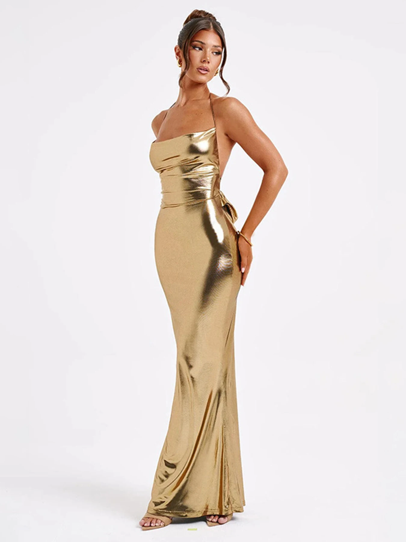 New Women Summer Dresses Strap Clubwear Sexy Backless Halter Bandage Long Dress Slim Solid Off Shoulder Lady Clothing Streetwear
