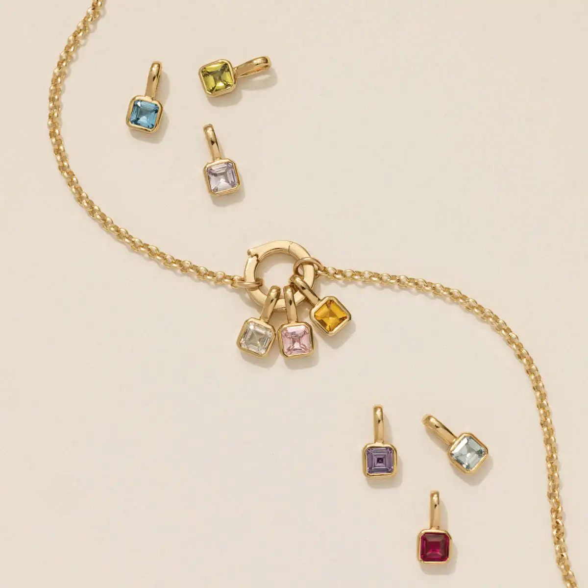 Stainless Steel Pendant DIY Birthstone Necklace for Gold Color Designer Pendant Necklaces Bir