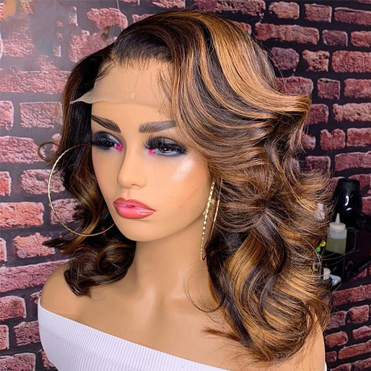 Highlight Body Wave Bob Wig Human Hair Lace Front Human Hair Wigs For Women Honey Blonde 13X6 Transparent Lace Frontal Wig