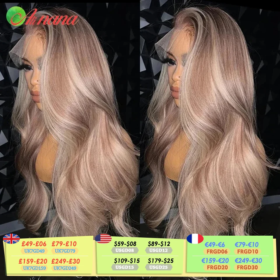 Highlight Ash Blonde Colored HD 13X4 Lace Front Wig Bleach Knots Pre-Plucked 5X5 Lace Closure Wig 100% Human Hair Wigs For Women