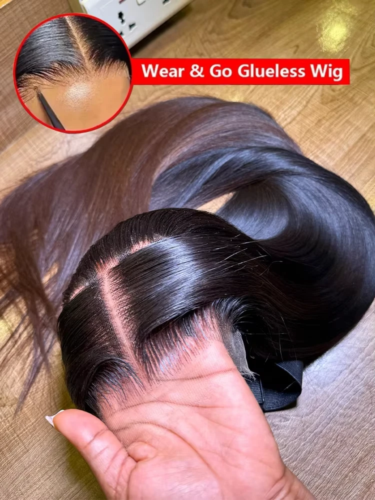No Silk Human Hair HD Lace Wigs Straight Pre Cut 5x5 4x4 Glueless Closure Lace Human Hair Wigs 30 Inch Brazilian Wear And Go Wig