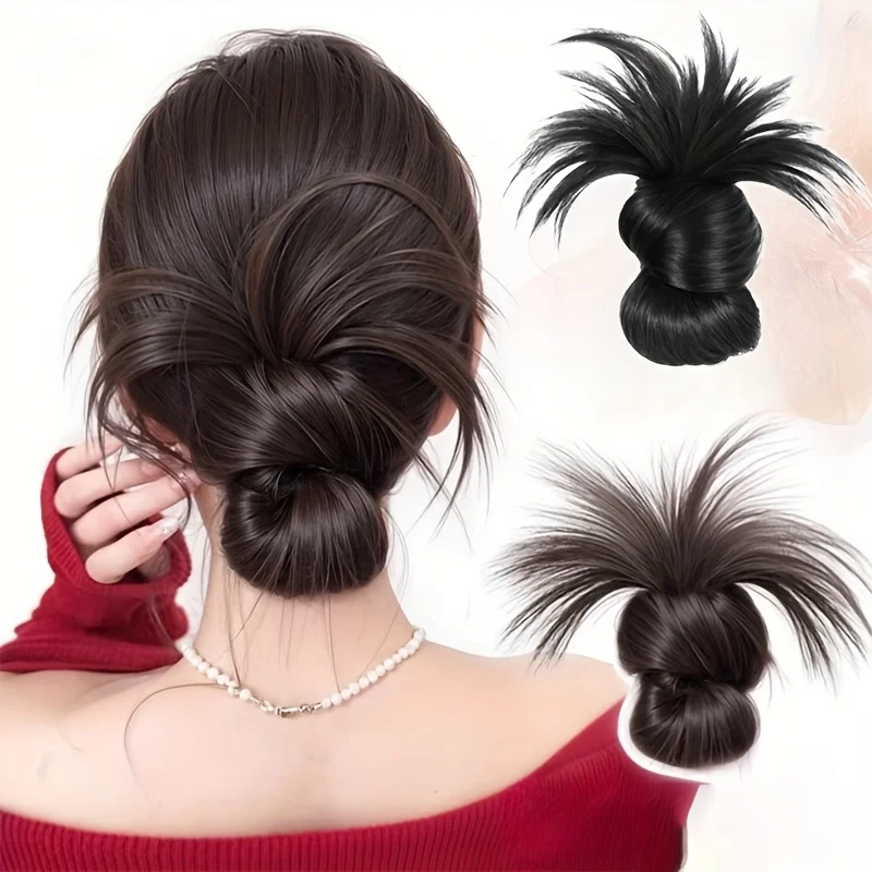Low Synthetic Bun Ponytail Hair Natural Fluffy Claw Clip Chignon Hair For Women Lazy Bun Wig Bag Hair Accessories For Daily Use