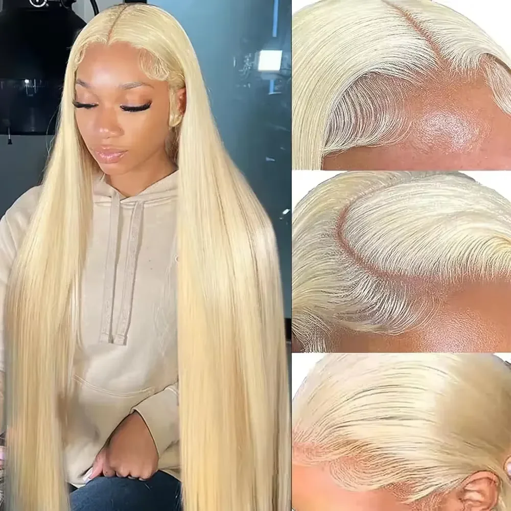 13x4 13x6 HD Transparent Full Frontal Lace 613 Blonde Colored Straight Human Hair Wigs Lace Front Wigs For Women 40 46 Inches