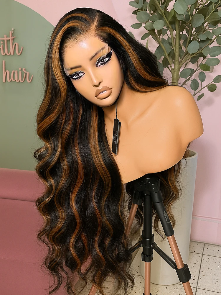 1B/30 Body Wave 13x4 Highlight Hd Lace Front Human Hair Wig 30 Inch Upgraded Omber Brown Colored Wigs Human Hair For Women