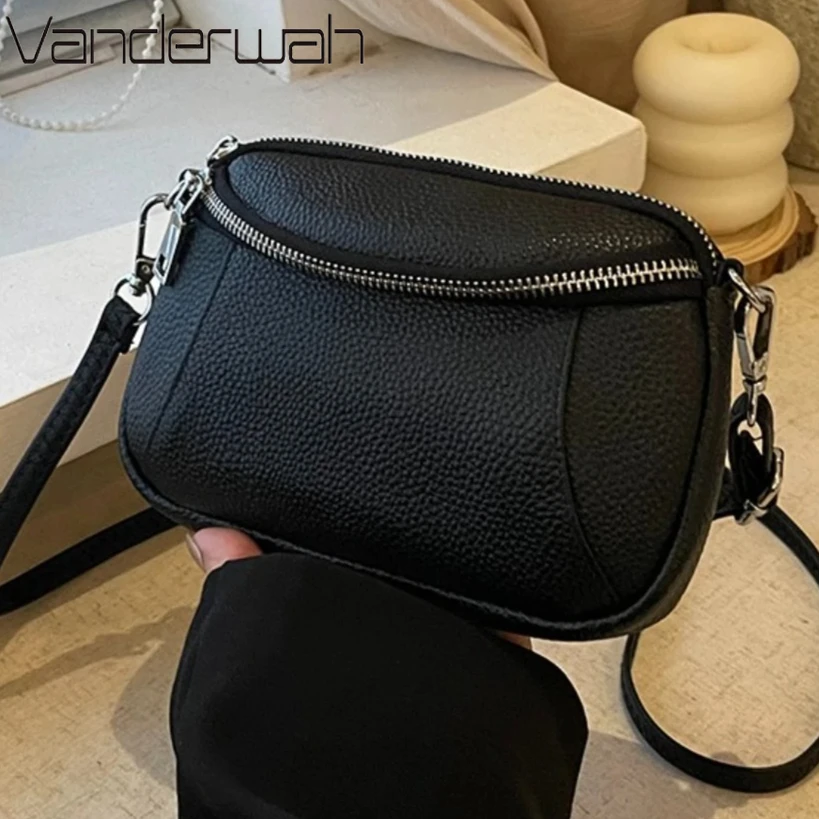 100% Genuine Leather Bag Luxury Women's Crossbody Bags for Mom Female Solid Color Clutch Phone Shoulder Messenger Bag Sac