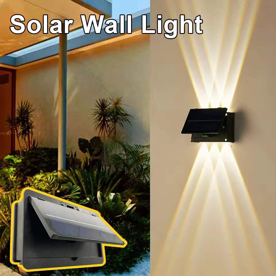Outdoor Solar Wall Light IP65 Waterproof LED Solar Light Spotlight Warm Light for Backyard Yard Garage Garden Fench Decor Light
