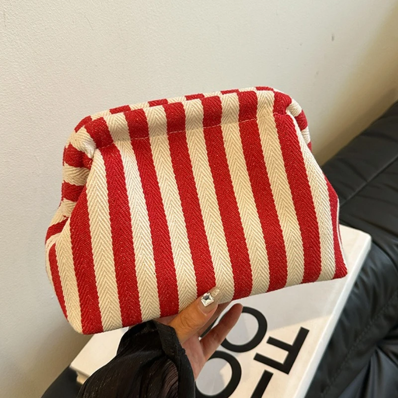 Summer Woven Crochet Purses for Women Beach Clutch Handbags 2025 Dumpling Hobo Casual Colorblock Bag Ladies Ruched Cloud Purse