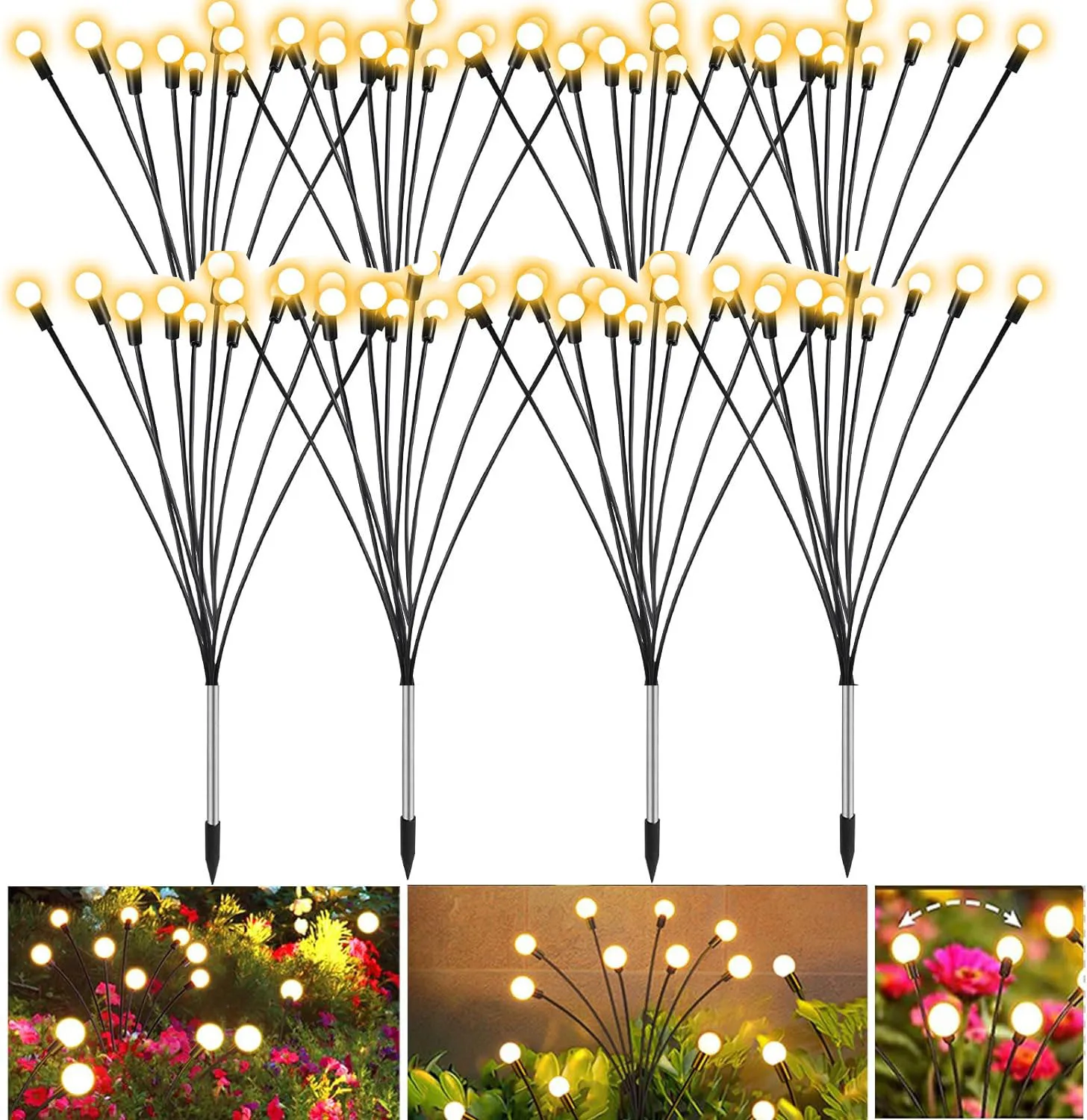 Outdoor Lights Solar Lawn Lamp Garden Lamp LED Wind-driven Firefly Ground Plug Lamp for Garden Lawn Landscape Holiday Light